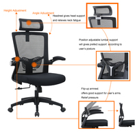 Chaise de bureau réglable Yaheetech, chaise de bureau ergonomique en maille avec support lombaire, chaise d'ordinateur pivotante avec accoudoirs rabattables
