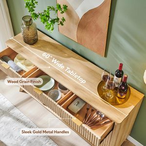 <span class=keywords><strong>Credenza</strong></span> moderna in legno di quercia <span class=keywords><strong>bianca</strong></span> scanalata da 60 pollici con ripiani regolabili, disponibile in magazzino negli USA (Houston) - Product Image 4
