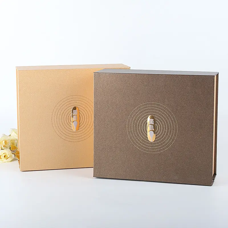 Boîte-cadeau en papier pliable et ouvert, ensemble de thé chinois raffiné, brun personnalisé, boîte-cadeau avec aimant