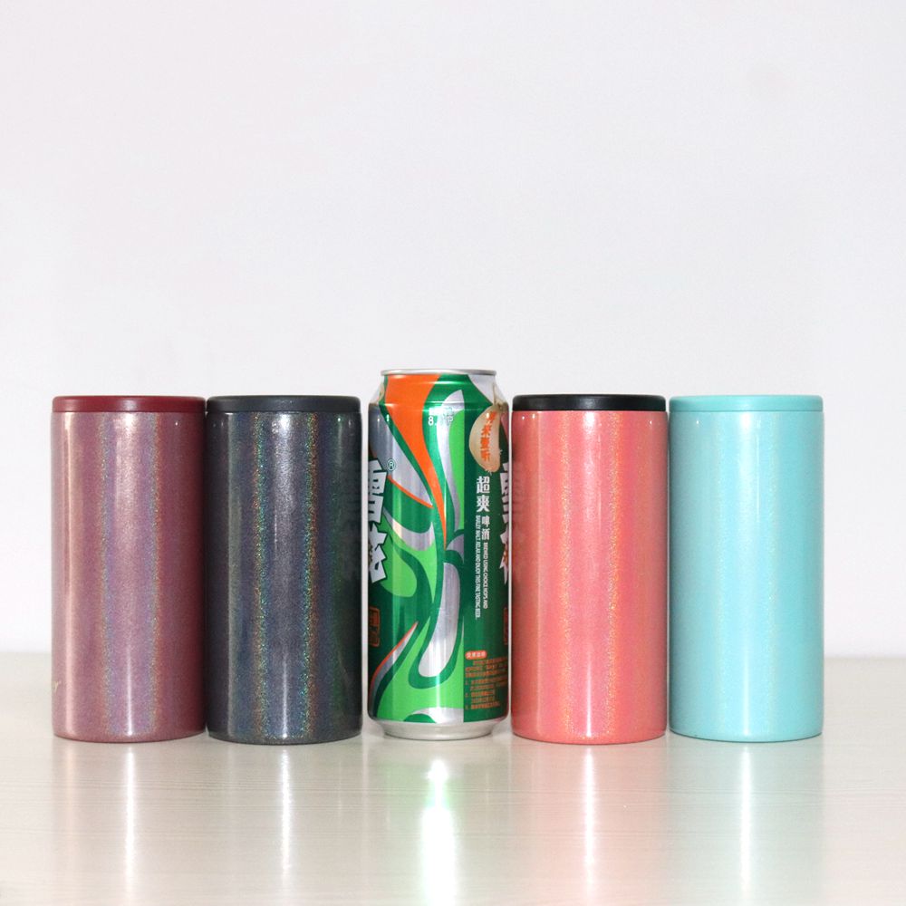 2020 новая идея для тех, кто увлекается 12 унций с двойными стенками из нержавеющей стали Изолированная блестящие обтягивающие может охладитель пива тонкий неопреновый кулер для пива для изолятор