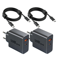 Pengisi Daya Cepat USB GaN 120W PD dengan Proteksi OTP untuk Laptop dan Kamera, Kompatibel Penuh dengan Colokan EU untuk //OnePlus/IQOO/Honor