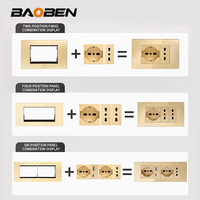 Prise murale intelligente BAOBEN EU - Charge rapide Type C, panneau d'interrupteurs modulaire doré pour la maison/le bureau