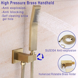 Juego de Ducha Contemporáneo 2026 en Oferta con Cabezal de Ducha Rectangular, Rociador de Lluvia, Doble Manija y Acabado Dorado Cepillado - Product Image 2