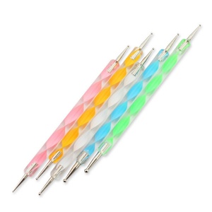 Lot de 5 stylos à double embout pour nail art, manche en plastique, aiguille métallique, tige spirale, outil de manucure pour points et strass - Product Image 4