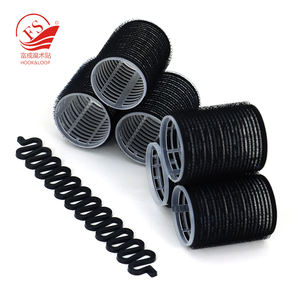 Hot Selling 6pcs DIY Salon Friseur Locken wickler Selbst griff 50mm Schwarz Heiße Haar rollen DIY Frisur Schwarz Kunststoff Locken wickler - Product Image 1