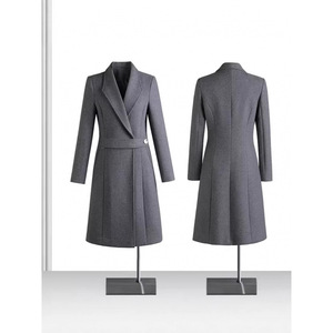 Women's Black Wool Coat Thickened Warm Work Uniform For Jewelry Shop Salesperson Professional Long Sleeve Winter Outerwear - Product Image 3