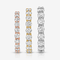 2.5mm 3mm 3.5mm yuvarlak kesim Lab elmas düğün Band 14K altın DEF-VS elmas tam sonsuzluk bant
