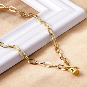 HipHop Lock <b>Shape</b> Necklace Pendant Stainless Steel Choker for Party Pendant Necklace - Product Image 2