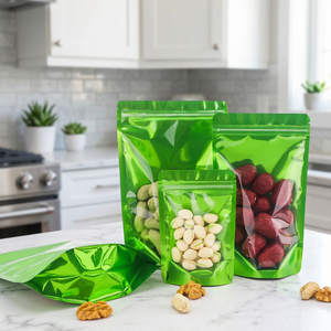 Aluminum <b>Foil</b> Stand up Pouch with Clear <b>Window</b> Ziplock Resealable Food Grade Packaging Bag for Pet Food Candy Chips Snacks Gift - Product Image 1