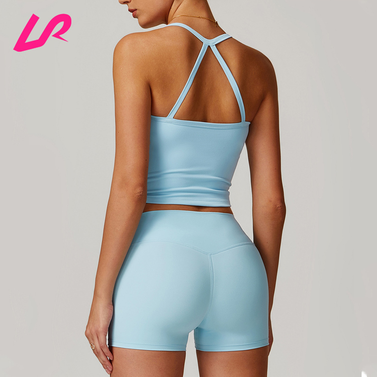 Custom Logo Gym Wear Polyamide Women Sports Clothes Sleeveless Yoga Crop Top Quick Dry Solid Summer Cross Back Fitness Tank Top