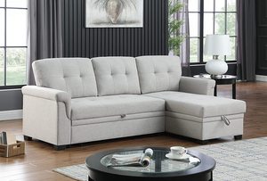 Sofá Cama en Forma de L de <span class=keywords><strong>Color</strong></span> Beige, 3 Plazas, con Cama Extraíble y Espacio de Almacenamiento, para Sala de Estar y Apartamento - Product Image 2