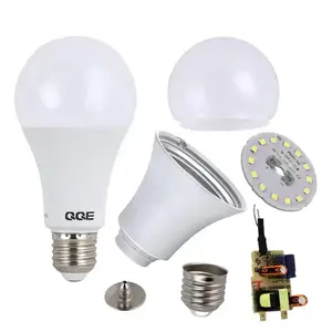 Chất lượng cao nhôm cơ thể A60 nguyên liệu LED bóng đèn E27 tiết kiệm năng lượng đèn skd bộ phận LED ampul 9W 12W 15W 18W đèn Led