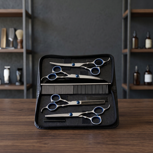 Tijeras de peluquería canina japonesas de acero inoxidable, muy vendidas, juego de tijeras profesionales de acero inoxidable para cortar el pelo con peine. - Product Image 2