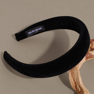 Bandeau pour femmes en tissu uni en <span class=keywords><strong>velours</strong></span> <span class=keywords><strong>épais</strong></span> et large de couleur unie, style européen et américain, accessoires pour cheveux d'hiver - Product Image 6