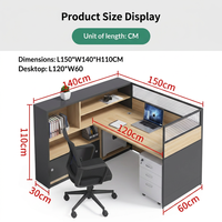Bureau de travail en L, design minimaliste moderne, postes de travail pour deux à quatre personnes, cabines de travail pour employés, combinaison bureau-chaise en bois