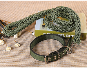 Handgemaakte stevige patroon hondenhalsband en riemset, sterke nylon gevlochten heavy-duty slip paracord touw met gevoerde eigenschappen - Product Image 2