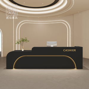 Mostrador de Recepción Blanco <span class=keywords><strong>para</strong></span> Salón de Belleza, Mueble Curvo <span class=keywords><strong>para</strong></span> Salón, Mostrador de Recepción Pequeño, Mostrador Frontal - Product Image 6