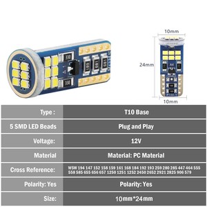 12V W5W LED T10 lámpara de ancho Canbus 2016 18SMD coche <span class=keywords><strong>alta</strong></span> matrícula luz de lectura amplia presión decodificación pequeña bombilla - Product Image 2