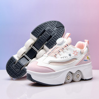 Chaussures de roller à 4 roues, baskets de marche et de patinage, chaussures de sport lumineuses à LED, taille 34-40