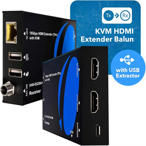 Extenseur KVM HDMI <span class=keywords><strong>4K</strong></span> sur Ethernet Balun sur câble CAT6/7 4K60Hz jusqu'à 230 pieds, prend en charge le clavier et la souris USB HDMI Loop Out - Product Image 2