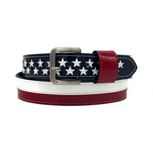 Cinturón de Béisbol Reversible con Patrón de Estrellas, Cinturón de Cuero Vacuno con Hebilla Rectangular Plateada, Estilo Casual, Cinturón de Cuero Genuino - Product Image 1