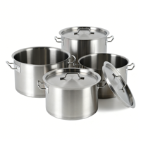 Casserole à soupe en acier inoxydable à 3 couches pour cuisinière à induction, double anse, seau à soupe court, cuisine d'hôtel, casserole commerciale
