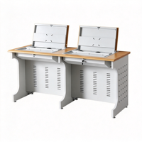Bureau informatique à plateau rabattable pour salle informatique, table basculante pour laboratoire de micro-informatique, podium de formation à écran dissimulé pour établissements de formation