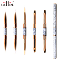 Pinceau professionnel pour vernis à ongles en nylon, double embout, manche métallique, pour polygel, différents modèles, pour manucure
