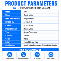 MU CHAO A31 300ml Mastic polyuréthane monocomposant sans benzène ni formaldéhyde Formule A+ sûre pour la construction intérieure