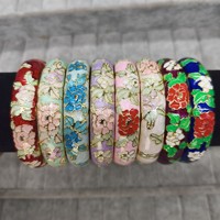 Bracelet manchette articulé vintage en émail cloisonné, motif floral coloré, fait main, esthétique, bijoux cadeaux