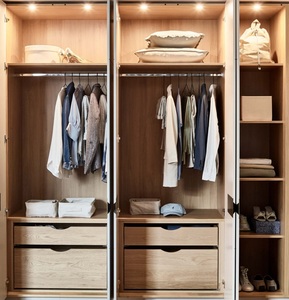 2025 <span class=keywords><strong>Skyline</strong></span> American Luxury Style moderne Ouverture de la porte opposée Armoire à trois rangées avec lumières <span class=keywords><strong>LED</strong></span>