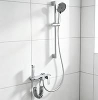 Système de douche à main WEIHAO blanc avec pistolet de pulvérisation, barre coulissante et support de rangement intégré