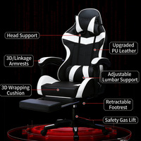 Chaise de jeu ergonomique en cuir PU pour bureau de gaming, avec fonction massage, pour PC et ordinateur – Sillas Gamer Pro