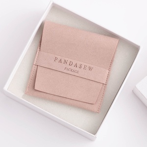 PandaSew Elegant Dusty Pink <b>Envelope</b> Microfiber Jewelry Pouch with Band Custom Logo - Product Image 1