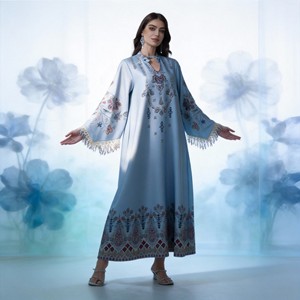 Vestido Abaya Elegante de Poliéster Estampado de Lujo para Mujeres Musulmanas, Prenda Personalizada para Fiestas Nocturnas, Venta al por Mayor OEM - Product Image 4