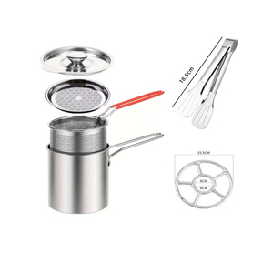 Olla freidora de acero inoxidable 304 con cesta para freír, cesta coladora de pasta para papas fritas, mini olla para tempura - Product Image 6
