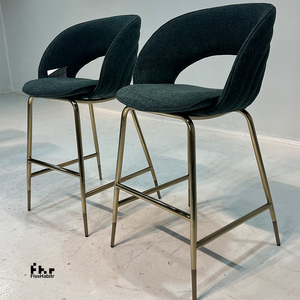 Customizable Dark Green <b>Bar</b> <b>Stools</b> Set Hollow Back Gold Metal Legs Wholesale for Hospitality - Product Image 5