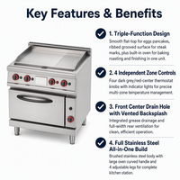 Plaque de cuisson électrique professionnelle en acier inoxydable 12+4.8KW avec garantie 1 an