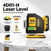 Niveau laser industriel professionnel DEGLASERS 3D 12 lignes, batterie lithium 12V, faisceau vert 40mW super lumineux, auto-nivelant à pendule