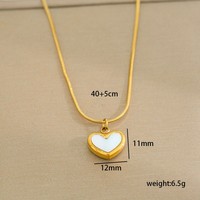 Collier en gros en acier inoxydable hypoallergénique plaqué or 18 carats avec pendentif cœur et papillon, chaîne serpent en coquillage perlé, pour femme, cadeau