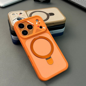Coque magnétique de luxe style Ins compatible avec iPhone 17 16 Pro Max, toucher mat, antichoc, avec anneau support - Product Image 1