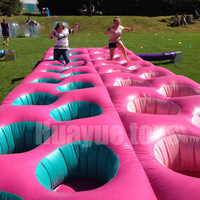 Produits tendances chauds jeux de construction d'équipe course d'obstacles commercial sûr gonflable The Wonder Challenge Tyre Obstacle Run Game