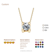 Parure de bijoux de luxe en or blanc 14K plaqué rhodium, avec diamant de laboratoire 1,5 carat taille brillant, collier pendentif de mariage certifié par un tiers
