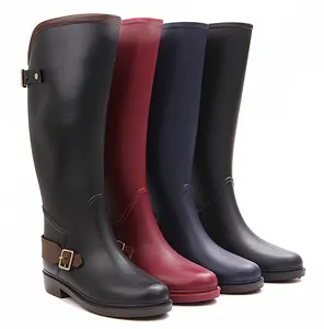women's over the knee waterproof horse pvc rain riding boots for lady
