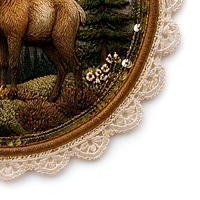 Patch brodé 3D rond en relief, motif cerf, forêt, montagne, badge thermocollant pour vêtements