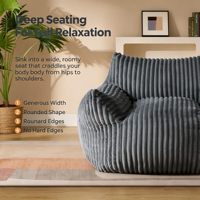 Fauteuil de salon Cozy Bean Bag en velours côtelé anthracite, dossier haut avec accoudoirs, chaise de lecture pour adultes, salon