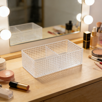 Caja de Almacenamiento de Cristal Transparente, Tamaños S y L, Multi-compartimentos, 100% PS, para Uso en el Hogar, Sala de Estar y Baño, Gran Venta
