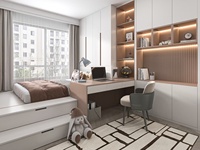 Ensemble de meubles de chambre à coucher modernes en bois pour enfants, personnalisable avec armoire intégrée et rangement, idéal pour appartement et maison de campagne