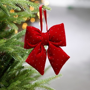 Noeud en coton SHUANGYUAN 18*26cm avec velours rouge et ornements en strass, disponible en tailles personnalisables - Product Image 2