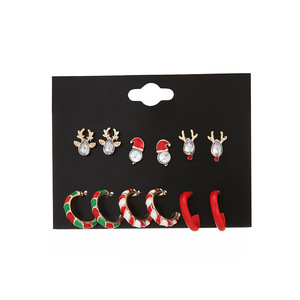 Nouvelle vente chaude, tendance, boucles d'oreilles en alliage plaqué or, renne de Noël, bonhomme de neige, ensemble de bijoux pour cadeau, prêt à être expédié - Product Image 5